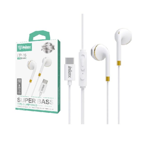 Auriculares Inkax USB tipo-C blancos