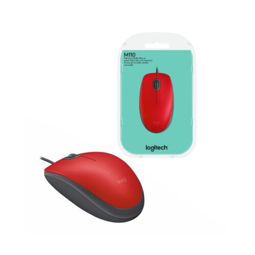 Mouse Logitech M110 Silent Óptico USB Rojo