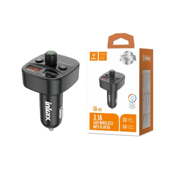 Cargador Auto Inkax USB-A Dual 3.1A 15W BT FM MP3