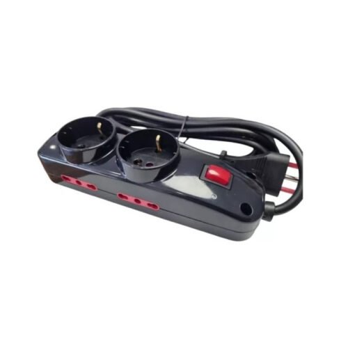 Alargue Conatel 3m 2xSchuko 4x3L Ficha 3L 2500W Negro