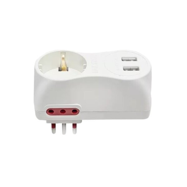 Adaptador 1xSchuko + 2x3L a 3L + 2USB Conatel