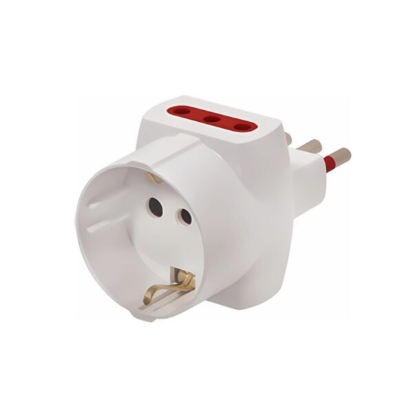 Adaptador Conatel Schuko + 2x3L a Ficha 3L Blanco