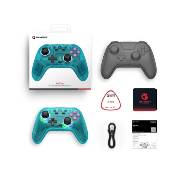 itecs-66d8d65cc1e36f33485936c2c1d6e240 Joystick GameSir T4 Nova HD Rumble verde azulado Bluetooth