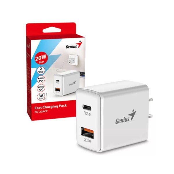 itecs-6b65cdd1084e0885373abb4f606f79ec Cargador Genius PD-20AC 20W USB-C y USB-A Blanco