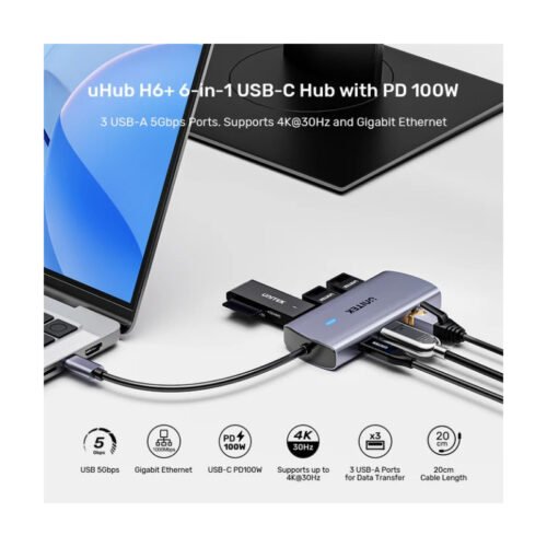 HUB USB-C Unitek 6 en 1 PD 100W