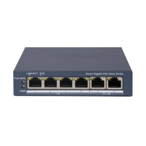 Switch PoE Hikvision Administrable 6 Puertos Gigabit 45W