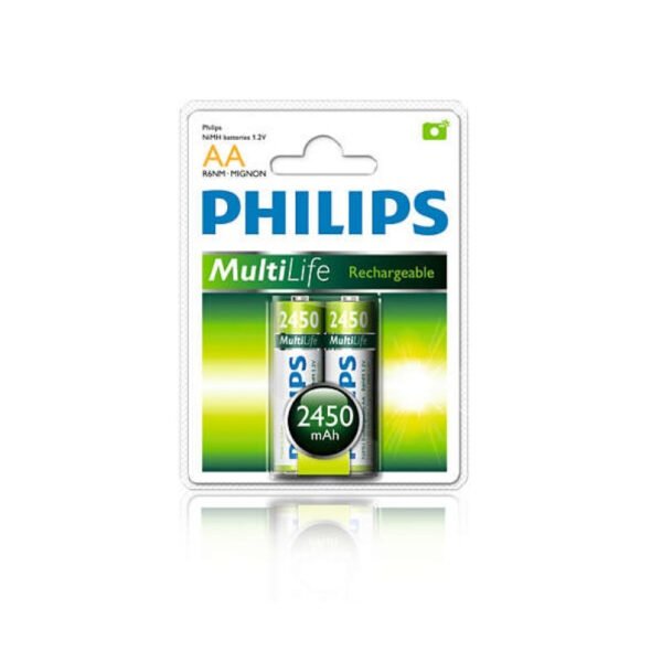 Pilas Recargables Philips AA 2450mAh Pack 2 unidades