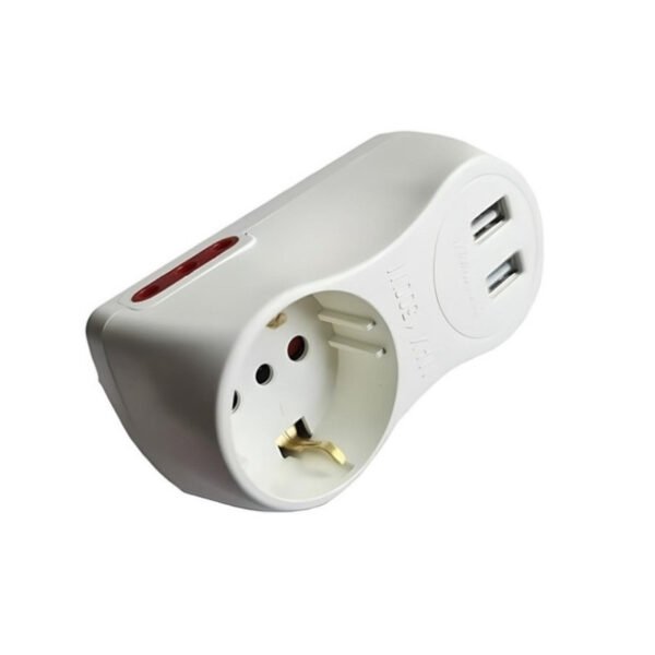 Adaptador 1xSchuko + 2x3L a 3L + 2USB Conatel