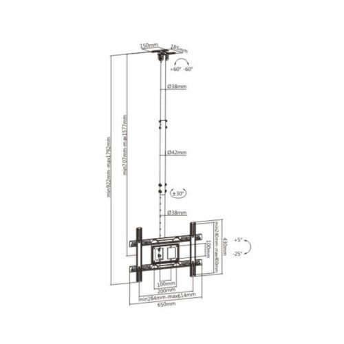 Soporte Techo Brateck PLB-CE1046-01 para TV hasta 80"
