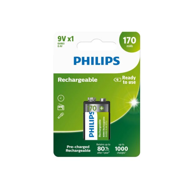 itecs-afa7877ab458db56e141e417b9773202 Batería Recargable Philips 9V 170mAh Pack Individual