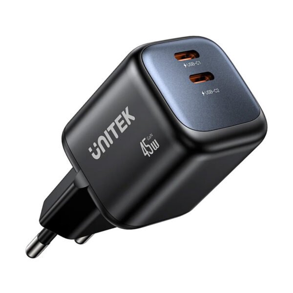 Cargador Unitek 45W Dual USB-C GaN