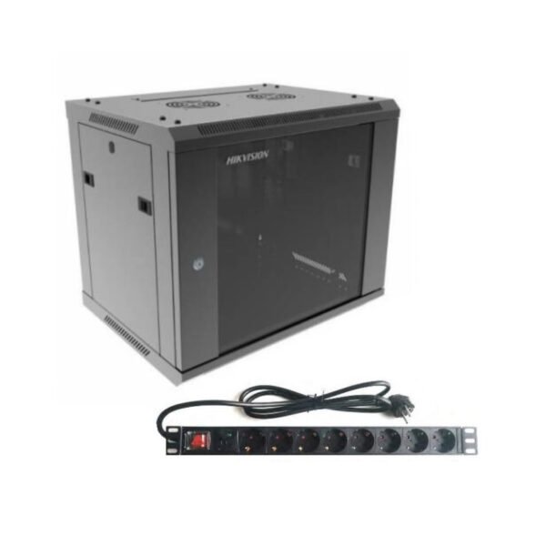 Combo Rack Hikvision 9U + PDU 8 Tomas Schuko para Pared