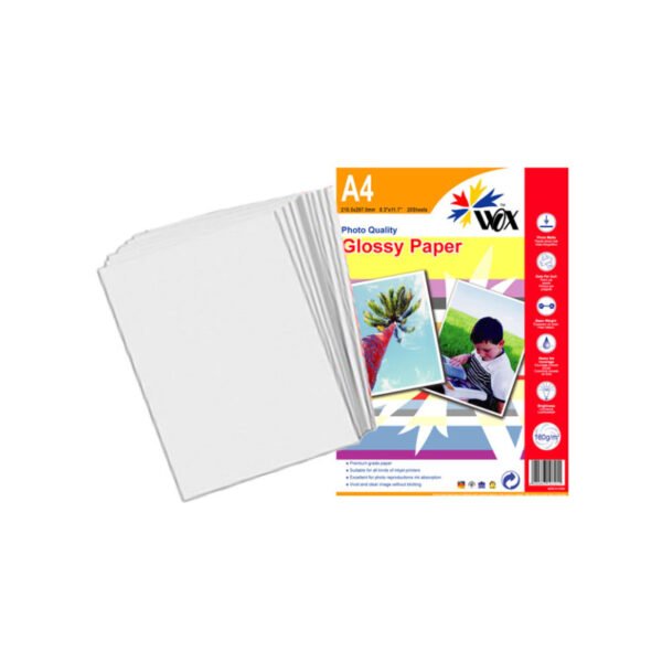 Papel Fotográfico WOX Glossy A4 180grs 20 Unidades
