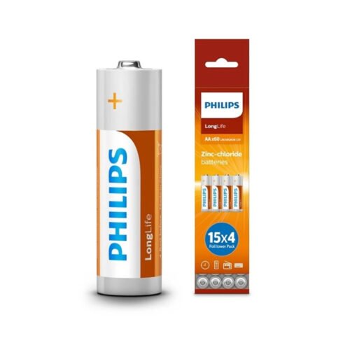 Pilas Philips LongLife AA 1.5V Pack 60 unidades
