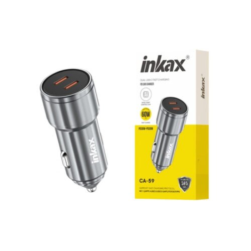 Cargador auto Inkax USB-Cx2 QC3.0 60W gris