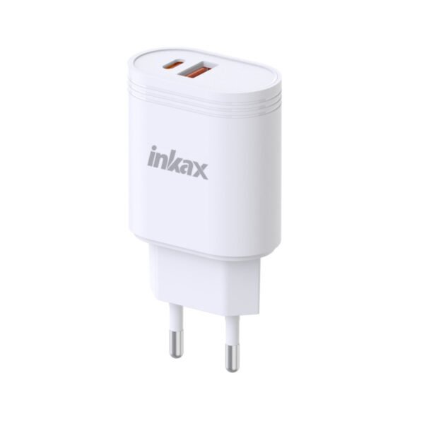 itecs-fbabc3283eb01f1d49b68ffc57a6fad7 Cargador Inkax Y05-EU USB-A+C 20W Carga Rápida Blanco