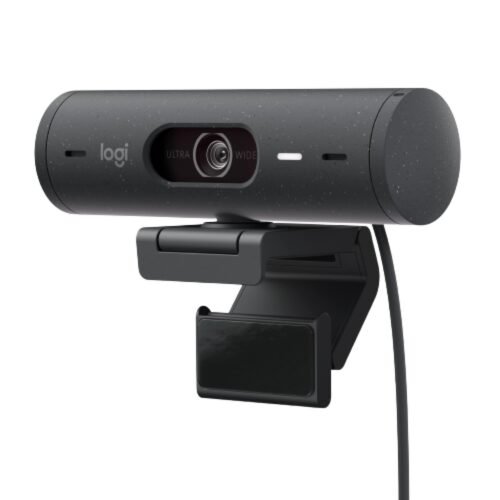 Logitech BRIO 500 HD Cámara Web 1080p, Corrección de luz y Encuadre automático (Blanco)