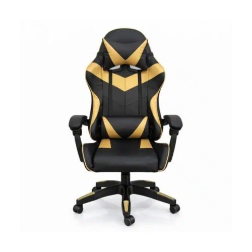 Silla Gamer Ergonómica con Masajes Negra y Dorada